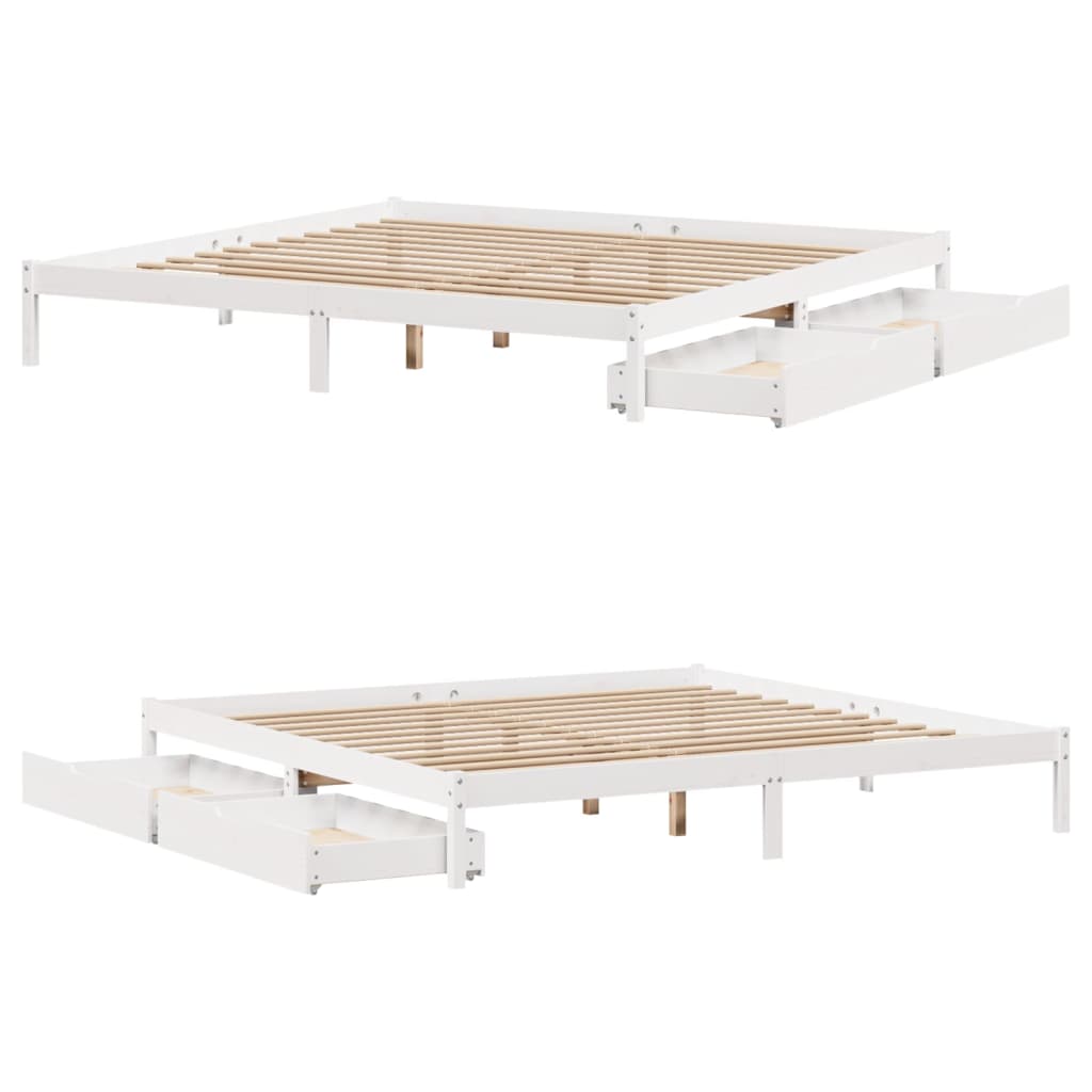 vidaXL Cadre de lit sans matelas blanc 180x200 cm bois massif de pin