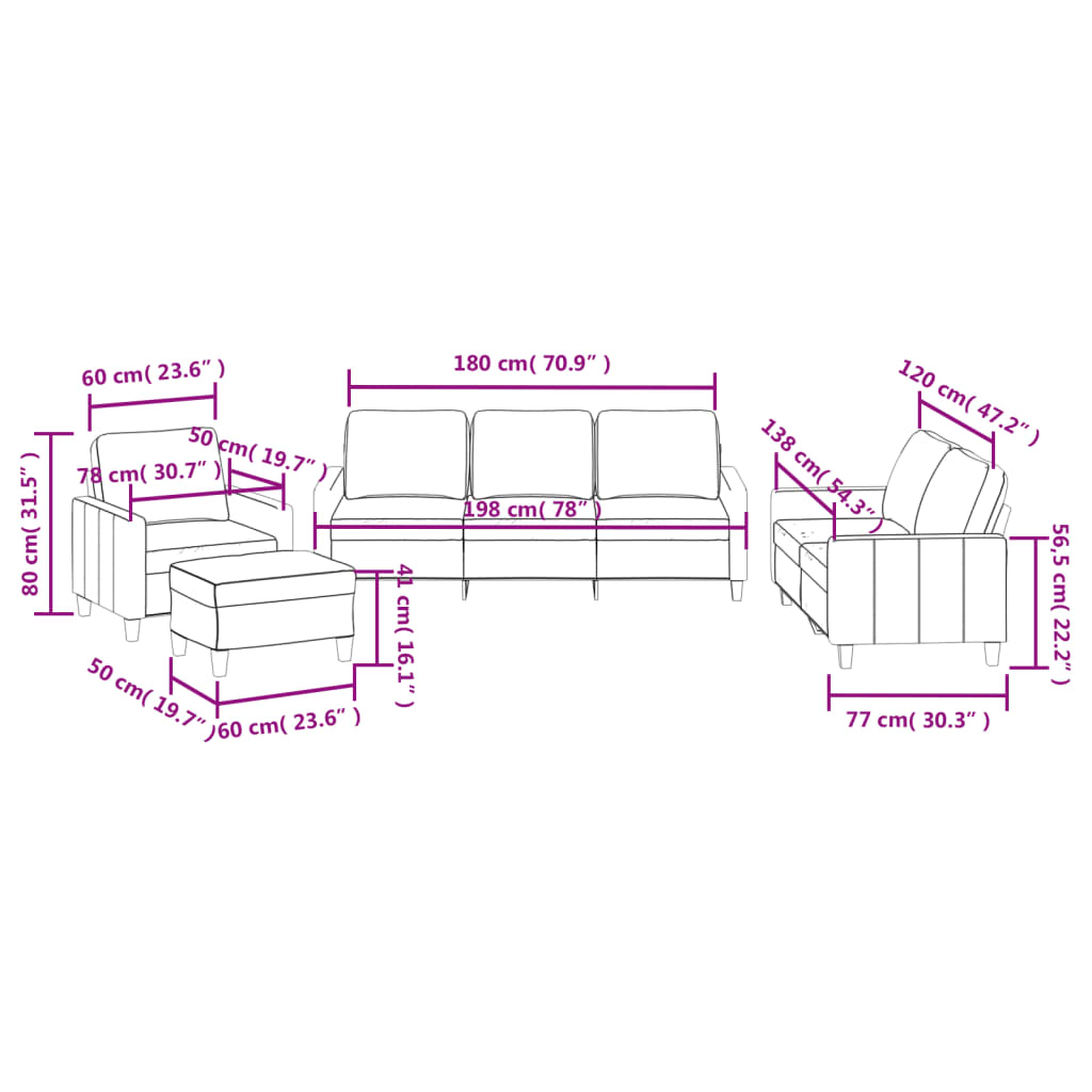 vidaXL Ensemble de canapés 4 pcs avec coussins Noir Similicuir