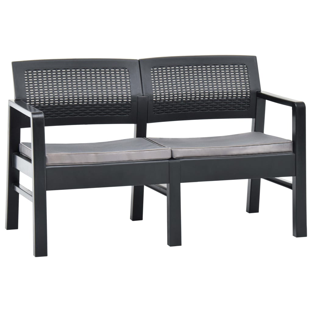 vidaXL Banc de jardin à 2 places coussins 120 cm Plastique Anthracite