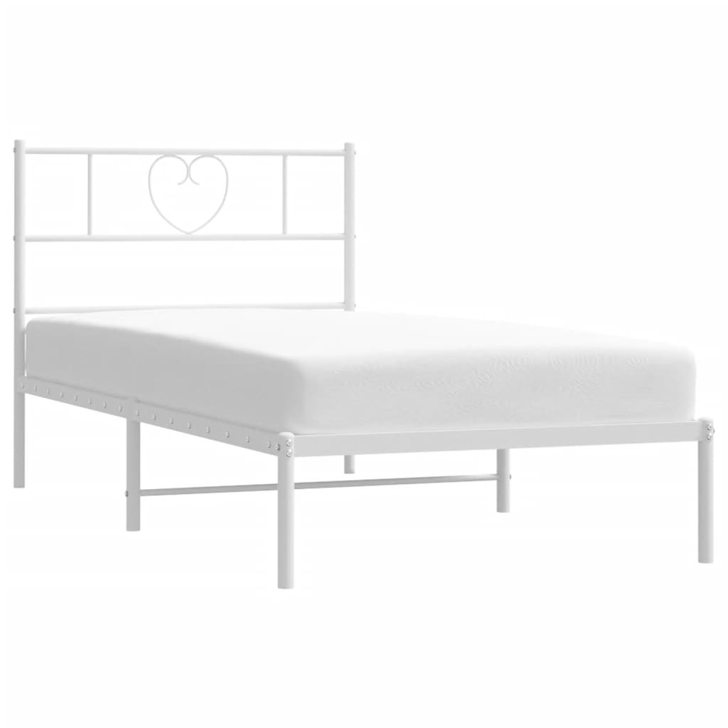 vidaXL Cadre de lit métal sans matelas et tête de lit blanc 100x190 cm