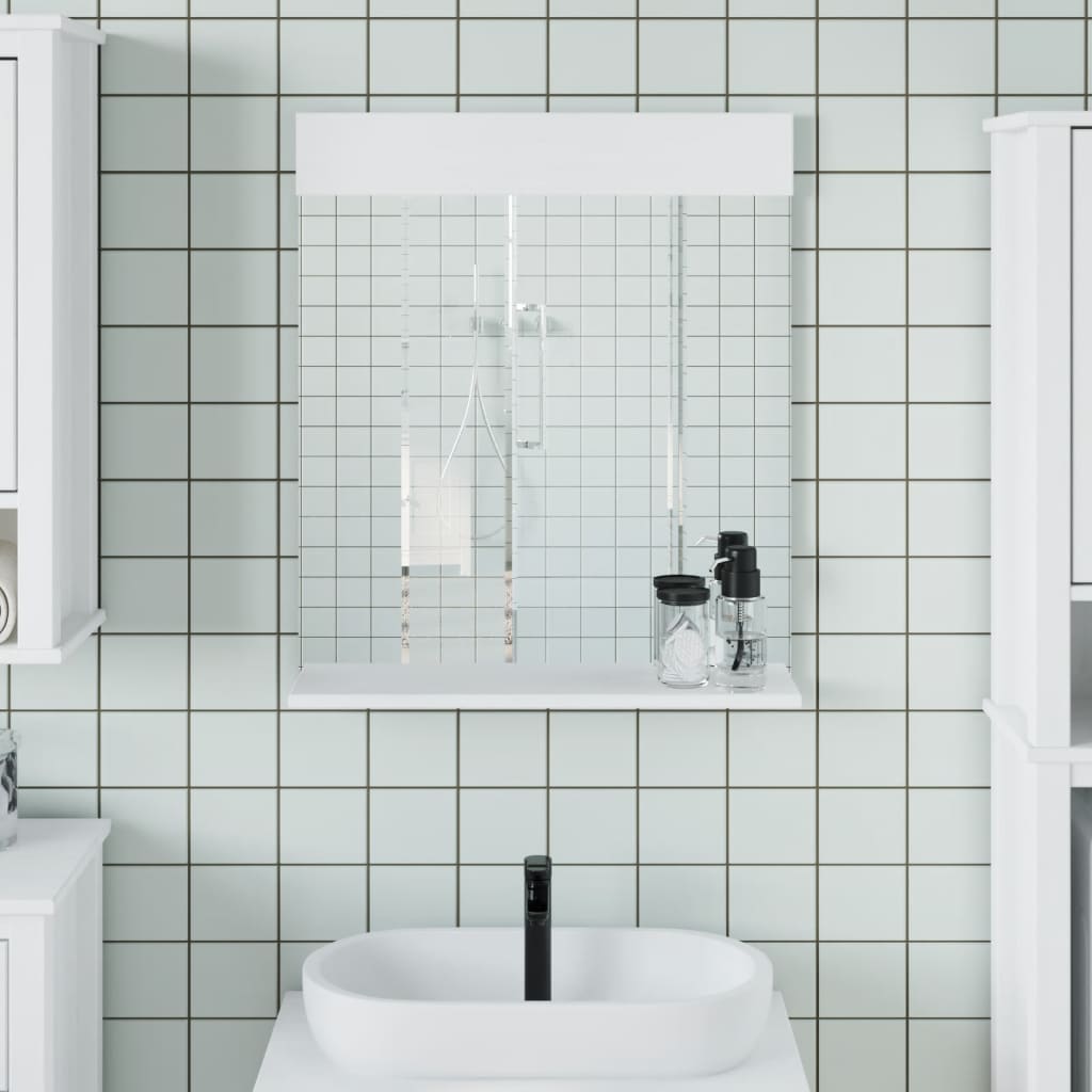 vidaXL Miroir de salle de bain avec étagère BERG blanc bois massif