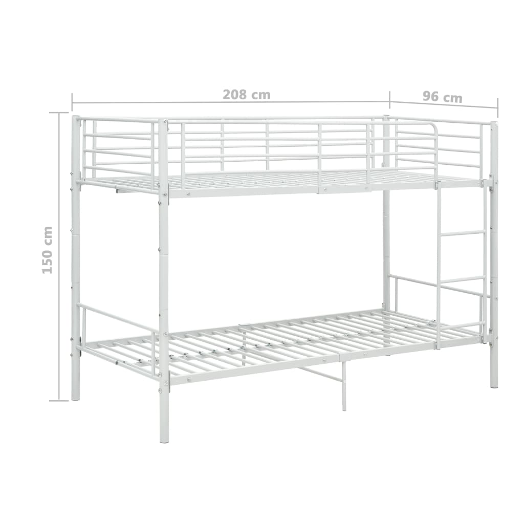 vidaXL Lit superposé sans matelas blanc métal 90x200 cm