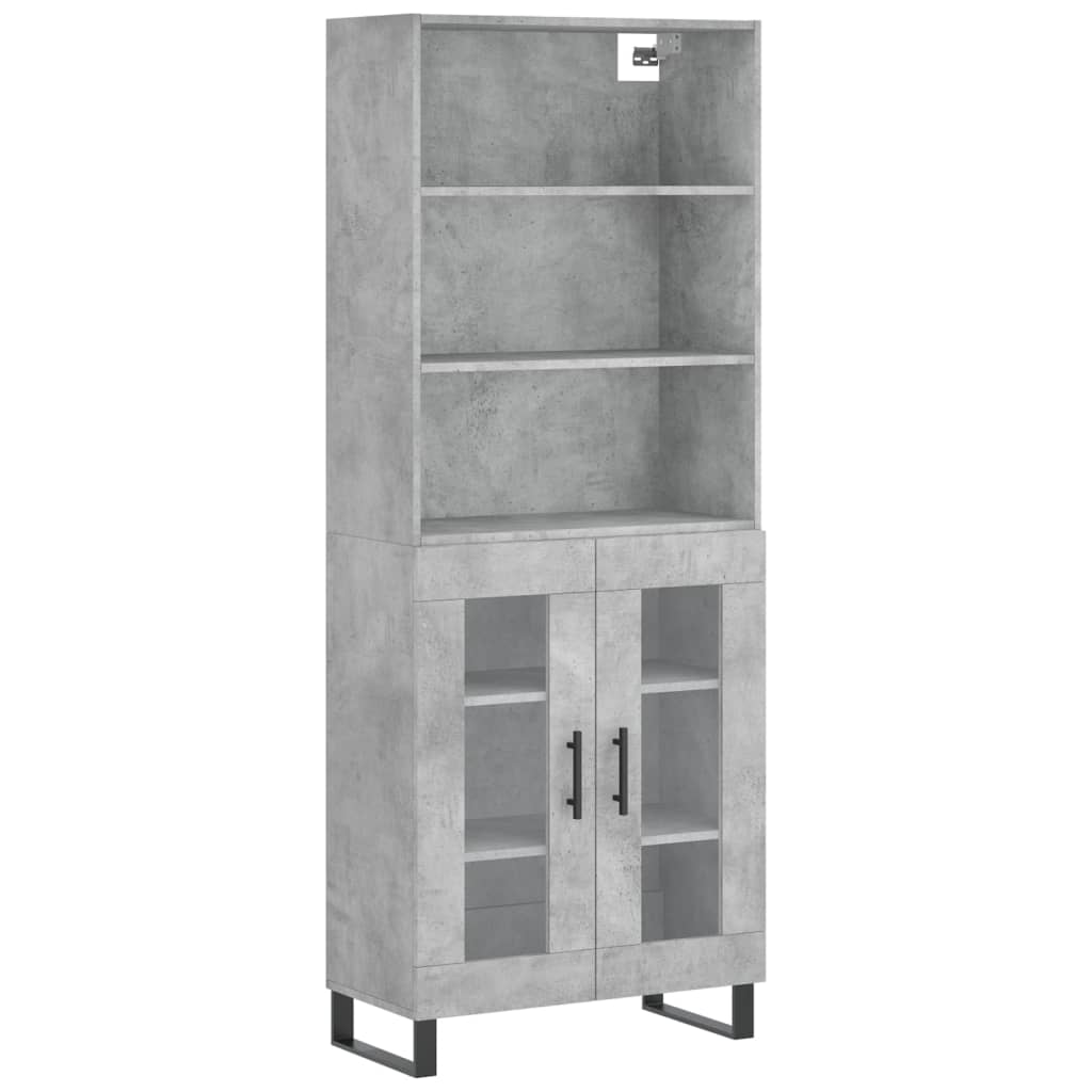 vidaXL Buffet haut Gris béton 69,5x34x180 cm Bois d'ingénierie