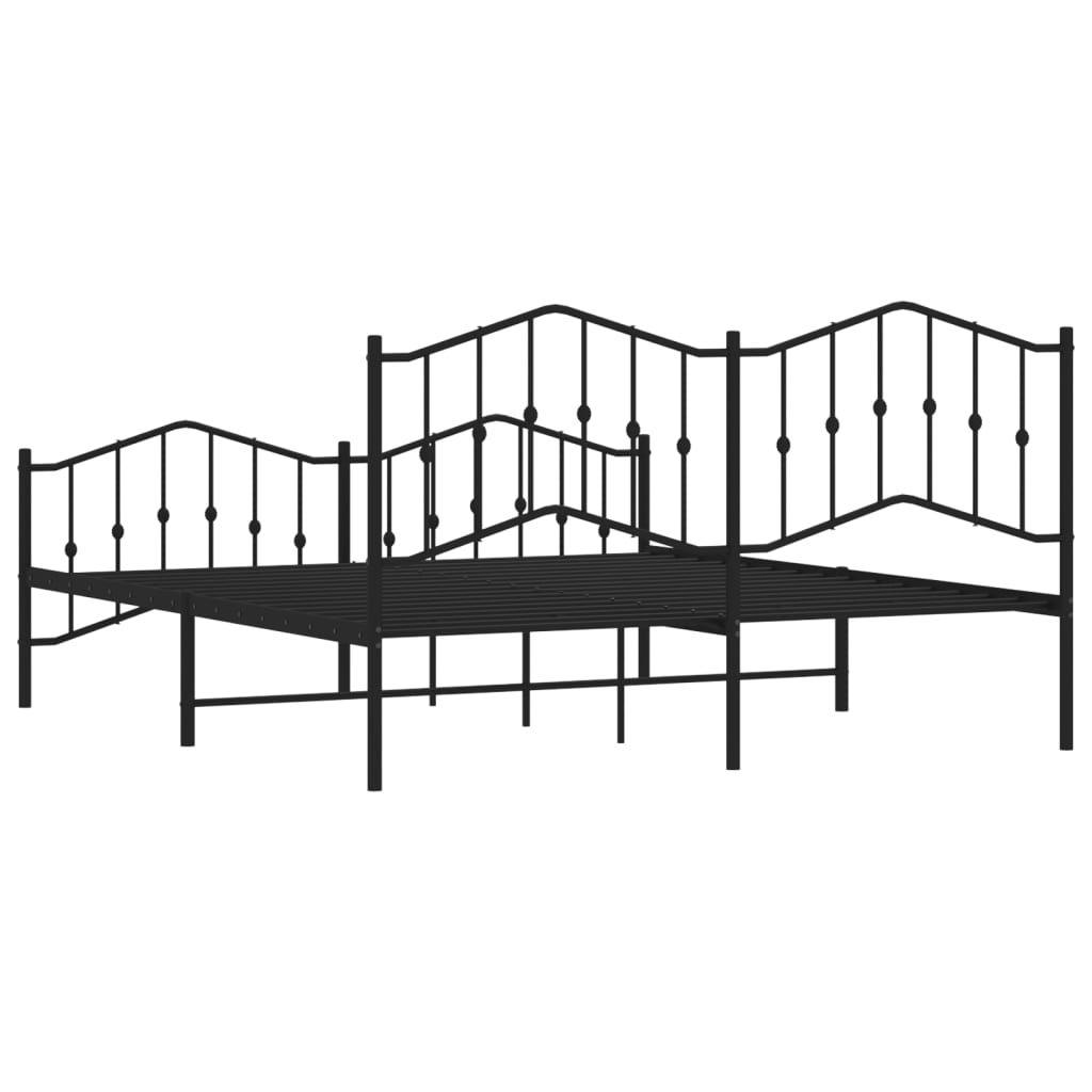 vidaXL Cadre de lit métal sans matelas avec pied de lit noir 183x213cm