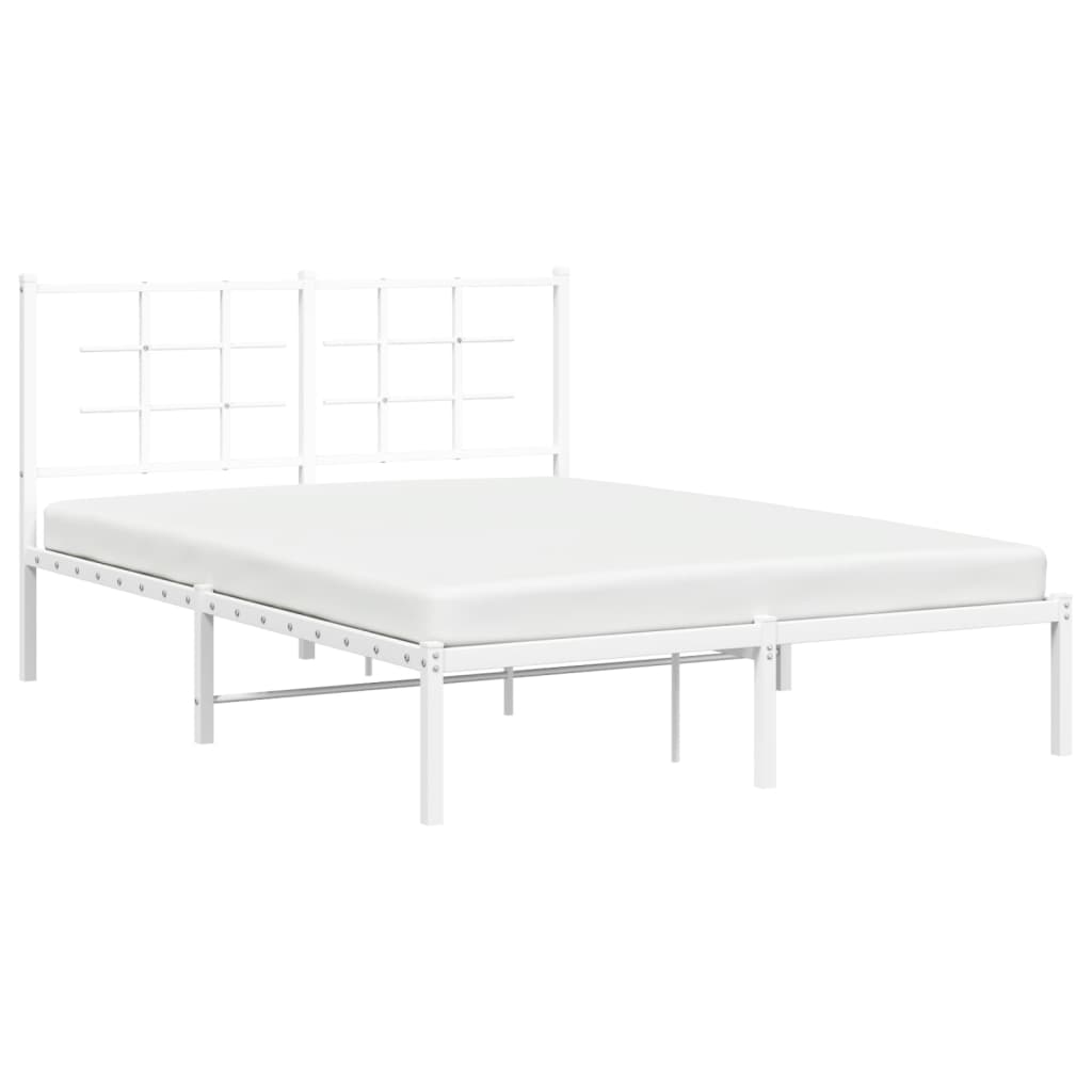 vidaXL Cadre de lit métal sans matelas et tête de lit blanc 135x190 cm