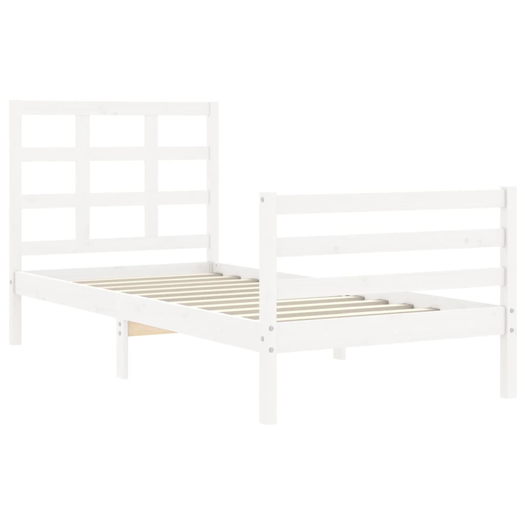 vidaXL Cadre de lit sans matelas blanc 90x200 cm bois massif