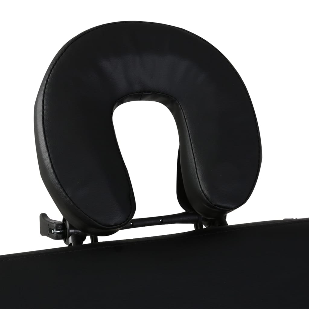 vidaXL Table de massage pliable Noir 3 zones avec cadre en bois