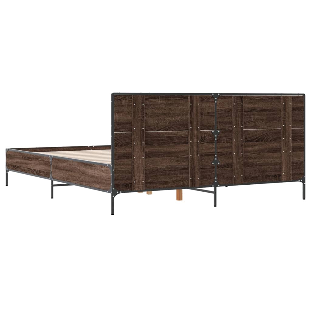 vidaXL Cadre de lit chêne marron 120x200 cm bois d'ingénierie et métal