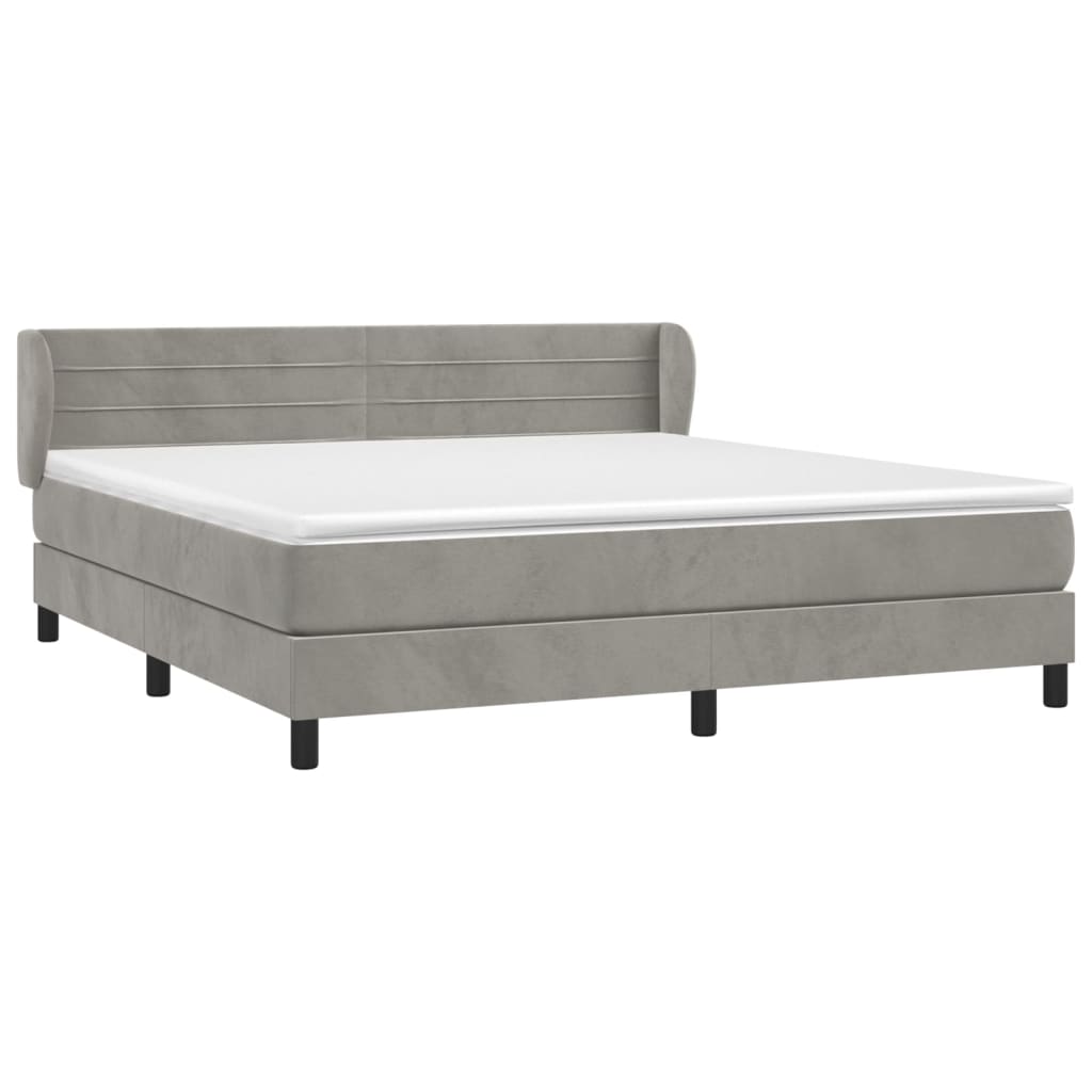 vidaXL Sommier à lattes de lit et matelas Gris clair 180x200cm Velours