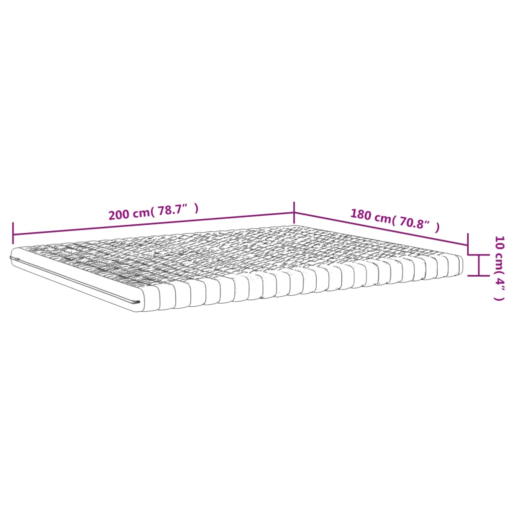 vidaXL Matelas en mousse blanc 180x200 cm 7 zones dureté 20 ILD