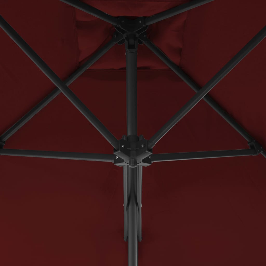 vidaXL Parasol de jardin et mât en acier rouge bordeaux 250x250x230 cm