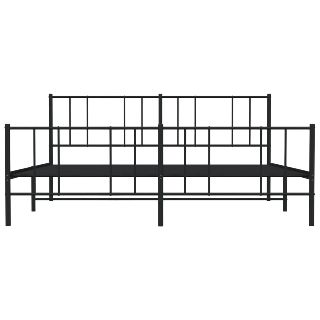 vidaXL Cadre de lit métal sans matelas avec pied de lit noir 193x203cm