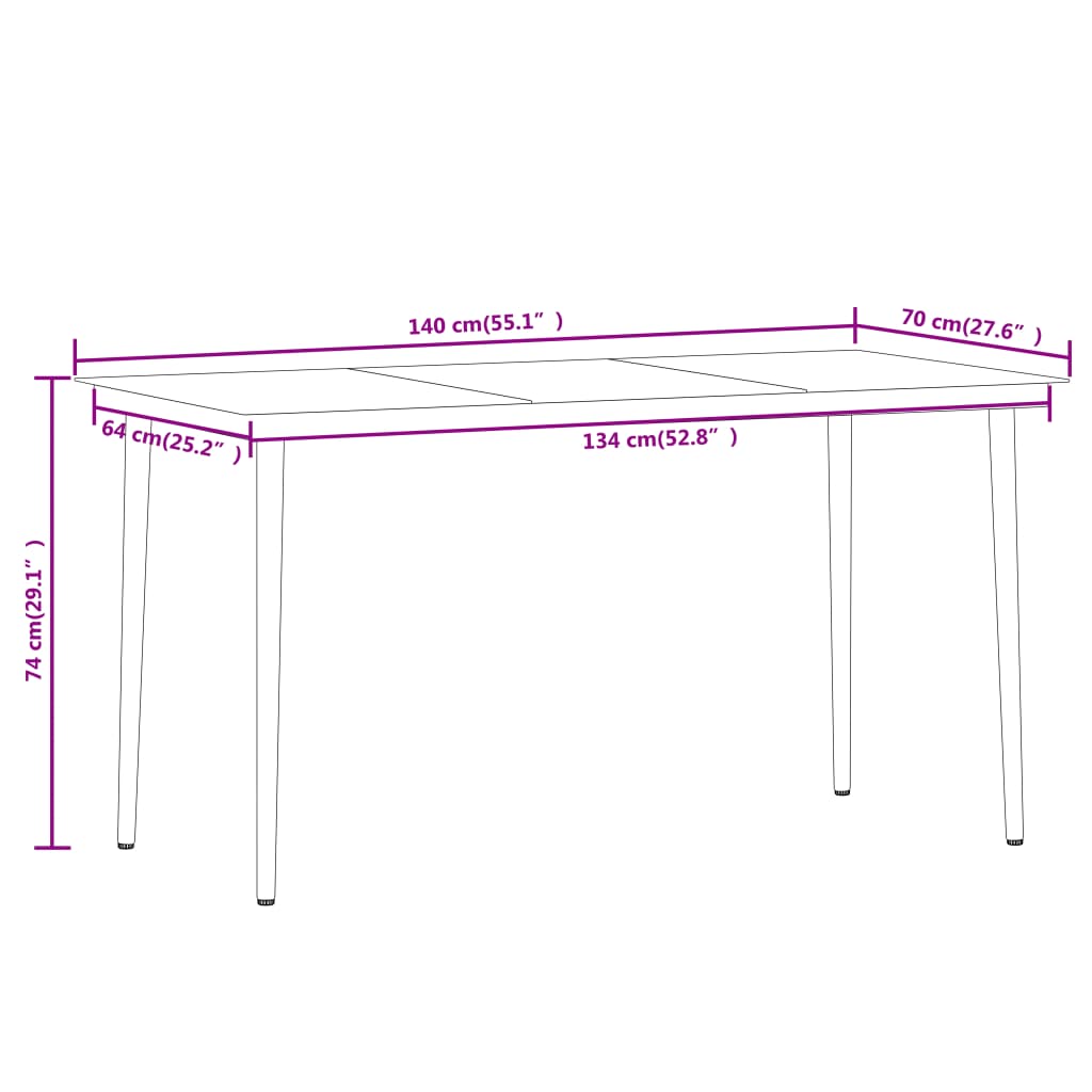 vidaXL Ensemble à manger de jardin 7 pcs Noir