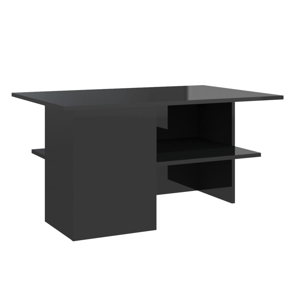 vidaXL Table basse noir brillant 90x60x46,5 cm bois d'ingénierie