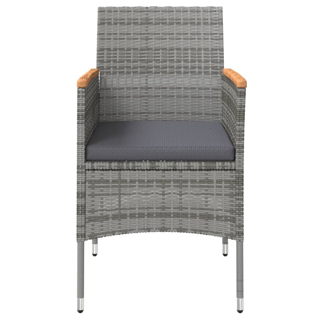 vidaXL Mobilier à dîner d'extérieur avec coussins 3 pcs Gris et noir