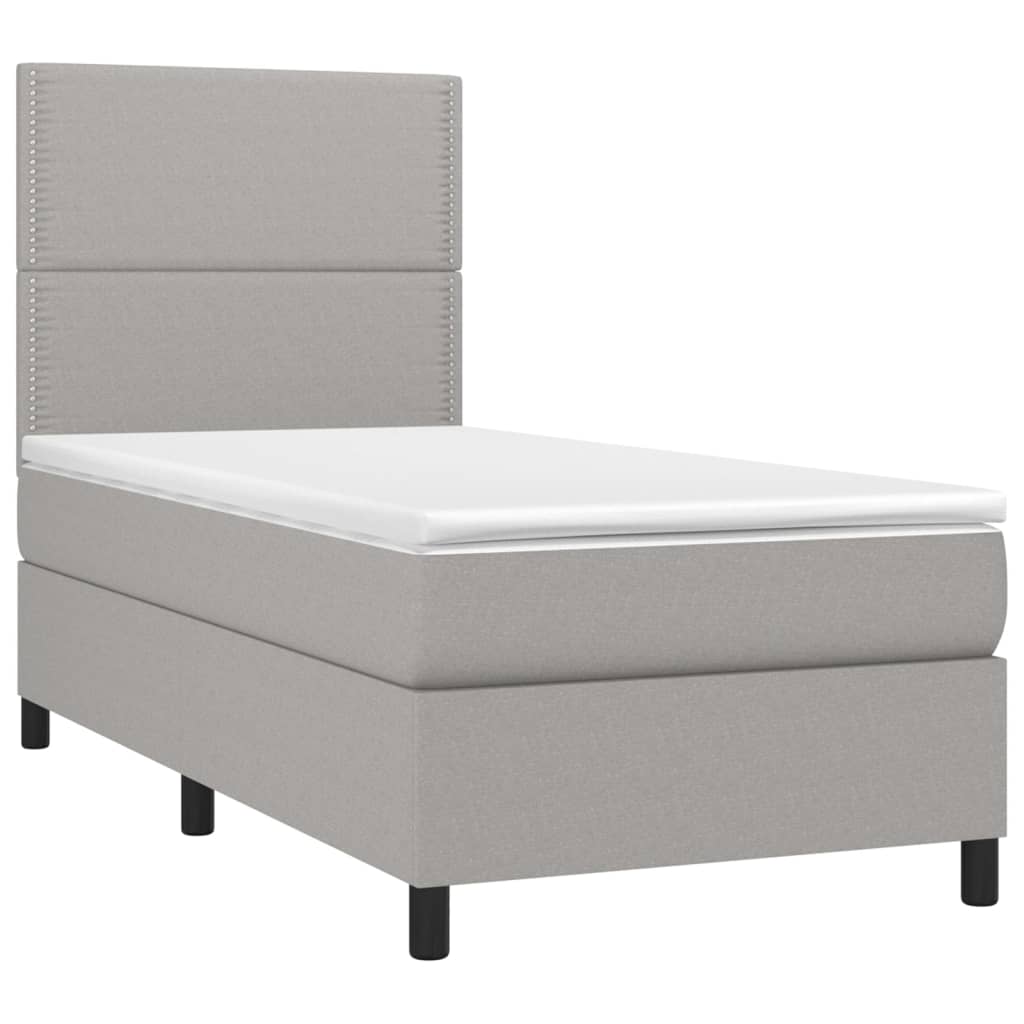 vidaXL Sommier à lattes de lit avec matelas Gris clair 80x200 cm Tissu