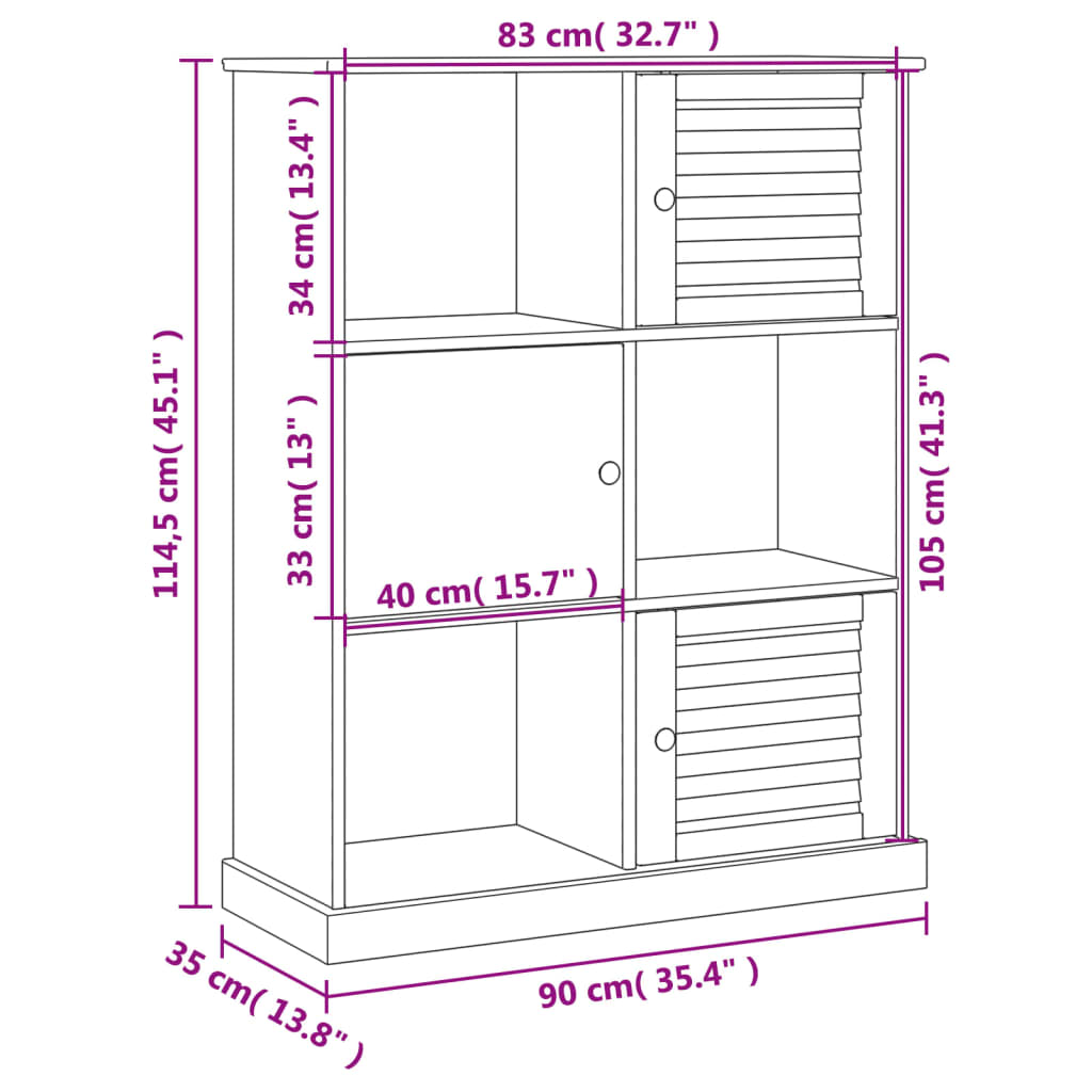 vidaXL Bibliothèque VIGO blanc 90x35x114,5 cm bois massif de pin