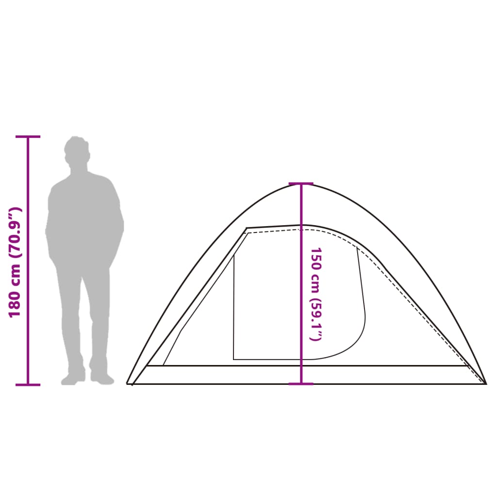 vidaXL Tente de camping à dôme 4 personnes vert imperméable