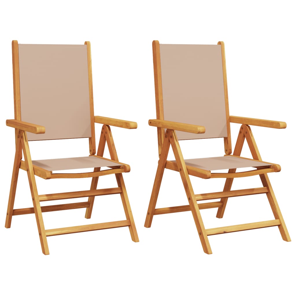 vidaXL Chaises de jardin lot de 2 taupe bois d'acacia massif et tissu