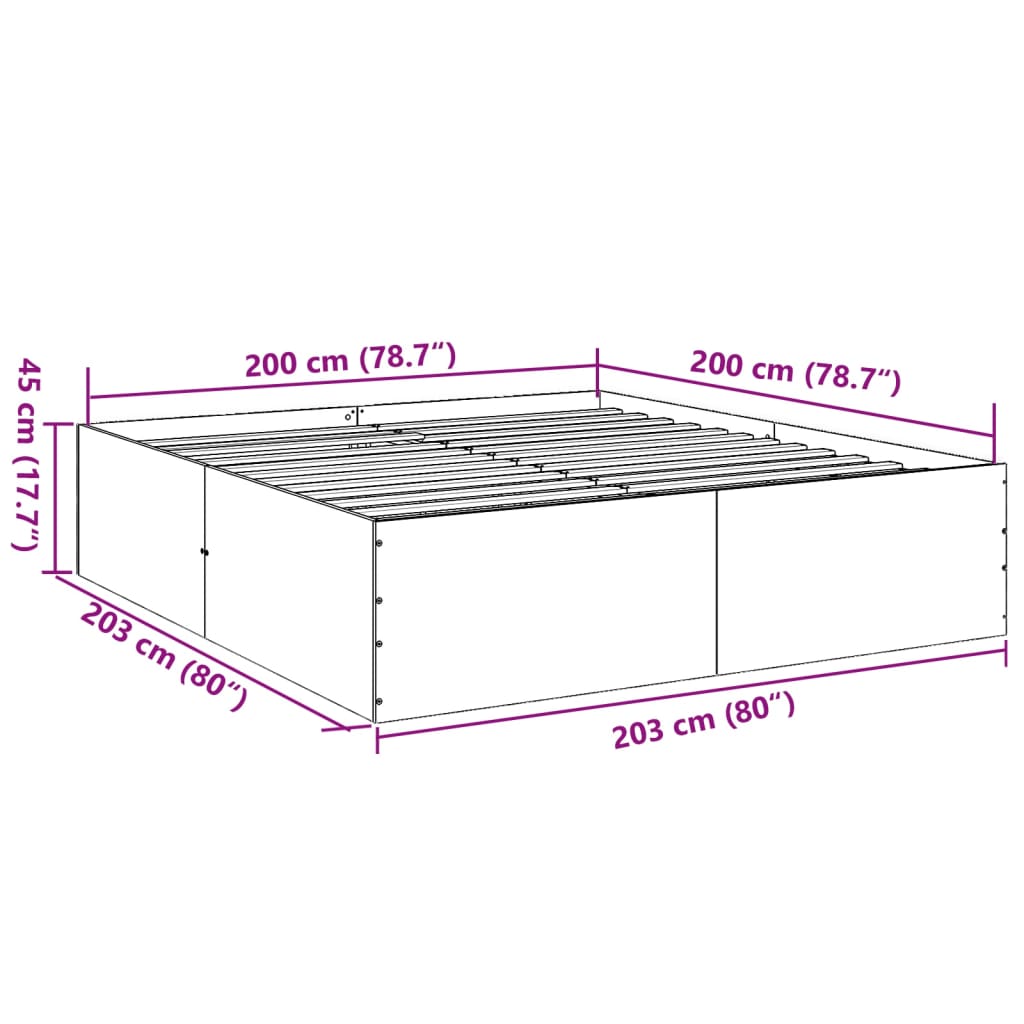 vidaXL Cadre de lit sans matelas chêne sonoma 200x200 cm