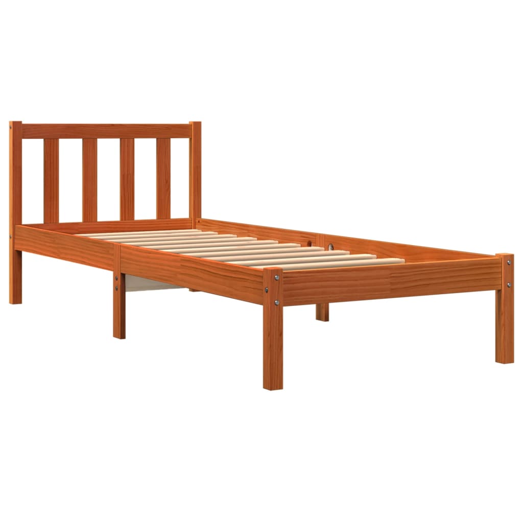 vidaXL Cadre de lit sans matelas cire marron 75x190 cm bois pin massif