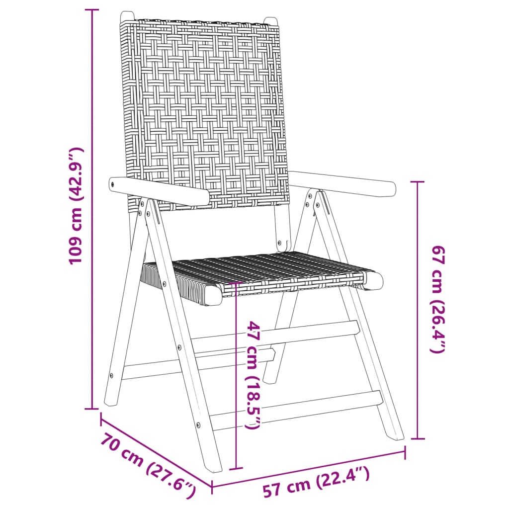 vidaXL Chaises de jardin lot de 2 beige bois massif d'acacia et rotin