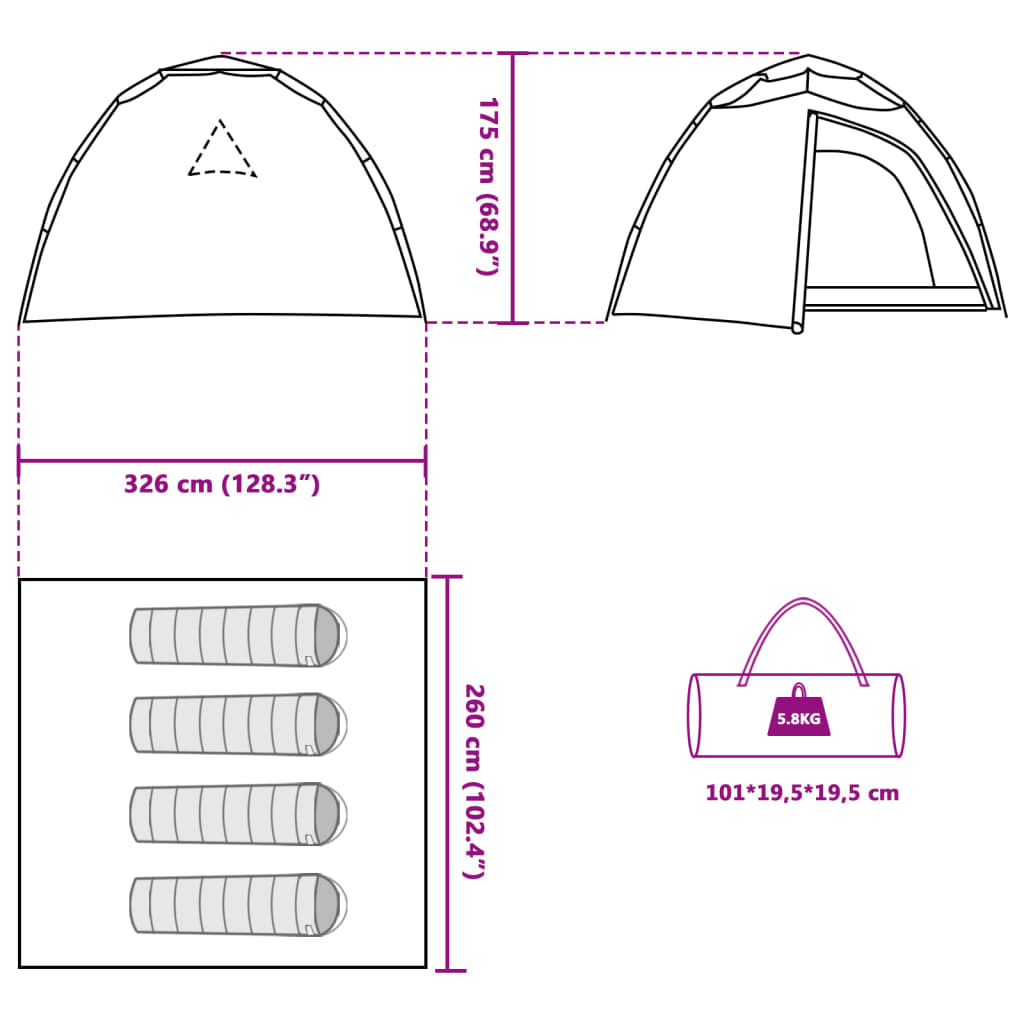 vidaXL Tente de camping à dôme 4 personnes bleu libération rapide