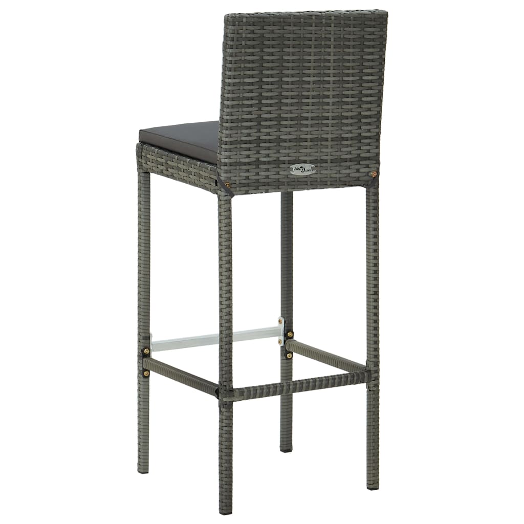 vidaXL Tabourets de bar avec coussins lot de 6 gris résine tressée