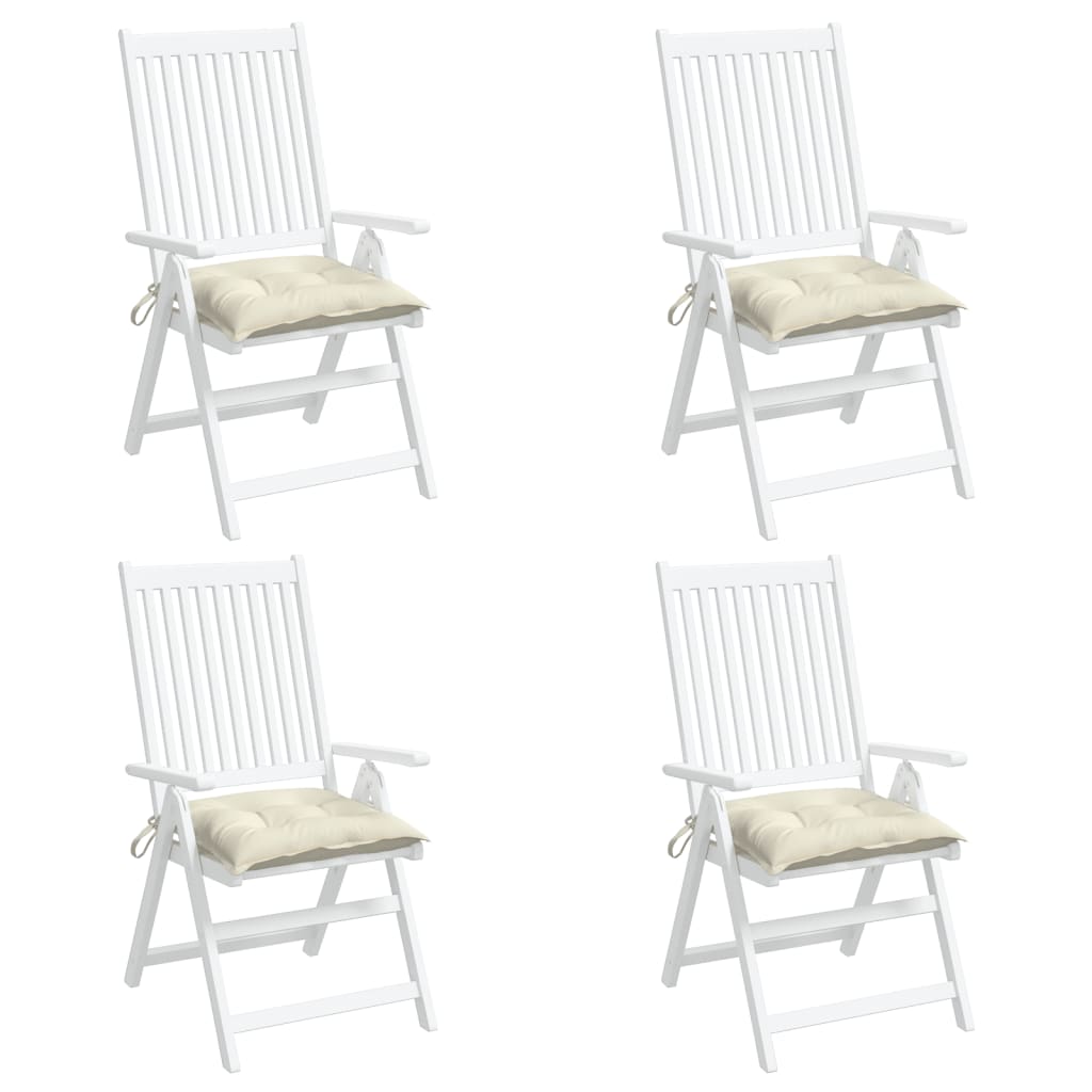 vidaXL Coussins de chaise 4 pcs blanc crème 40x40x7 cm tissu oxford