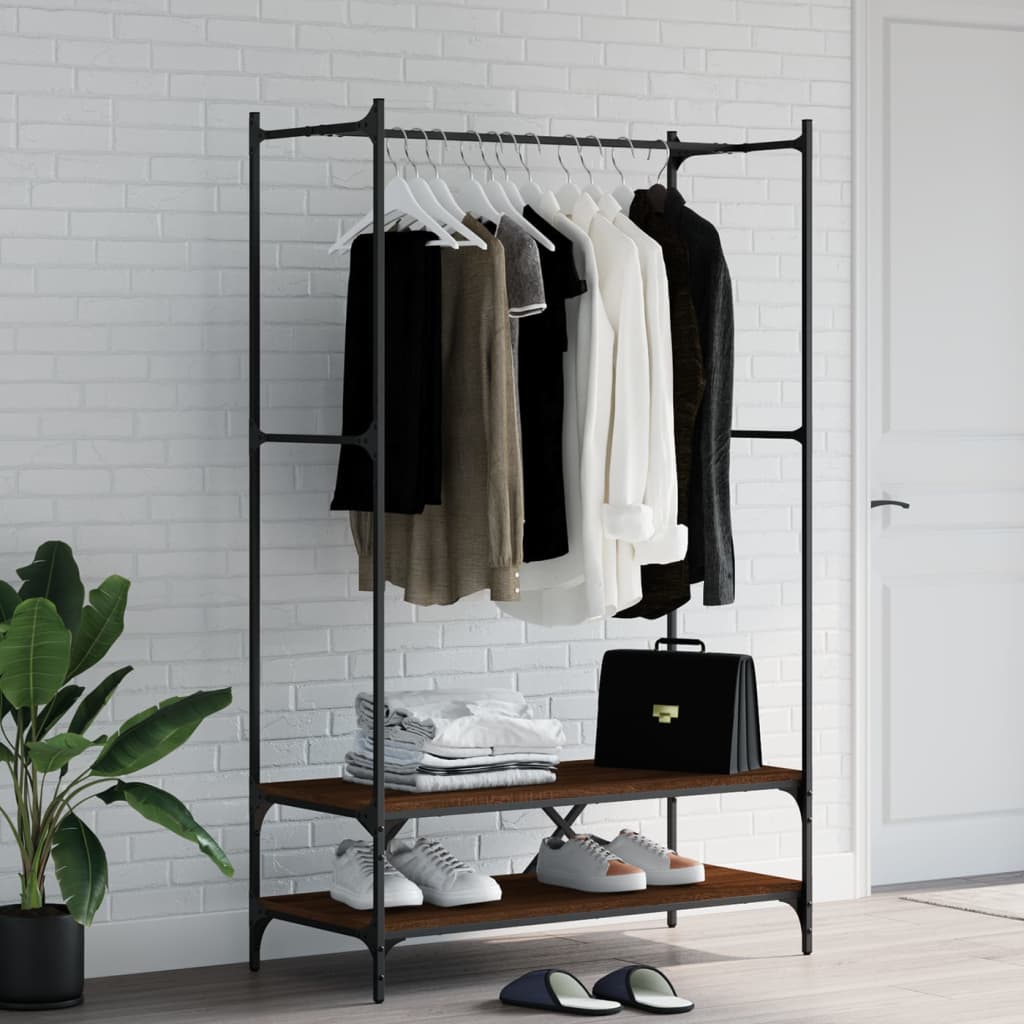 vidaXL Porte-vêtements avec étagères chêne marron bois d'ingénierie