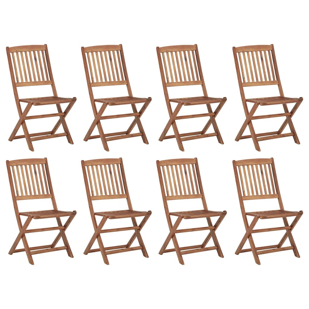 vidaXL Chaises pliables d'extérieur et coussins lot de 8 Bois d'acacia