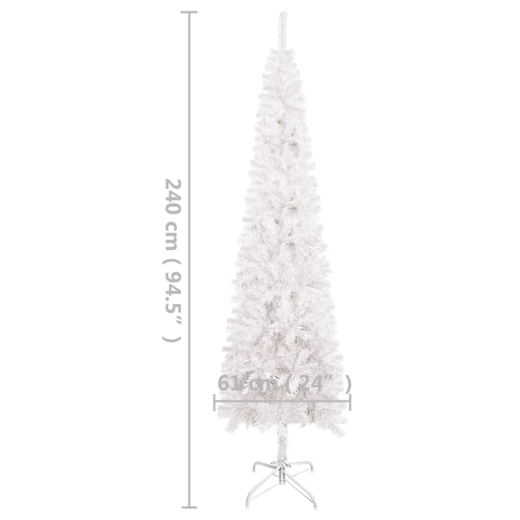 vidaXL Arbre de Noël mince pré-éclairé blanc 240 cm