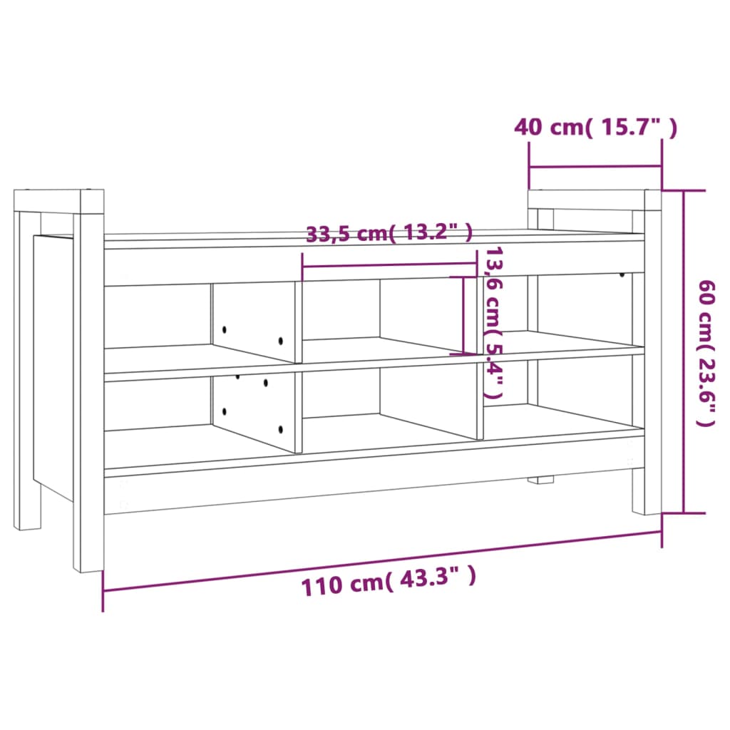 vidaXL Banc d'entrée 110x40x60 cm Bois de pin massif