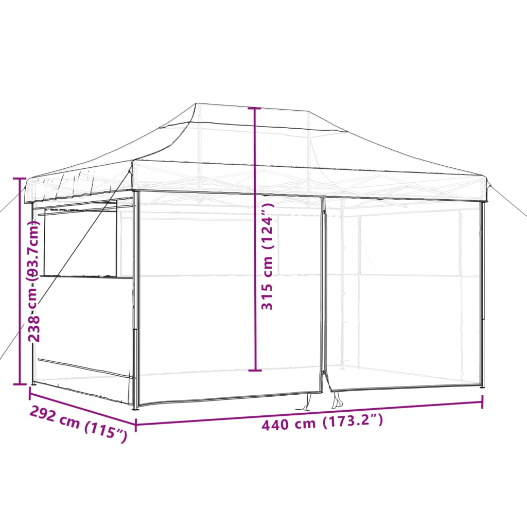 vidaXL Tente de réception pliable escamotable avec 4 parois latérales