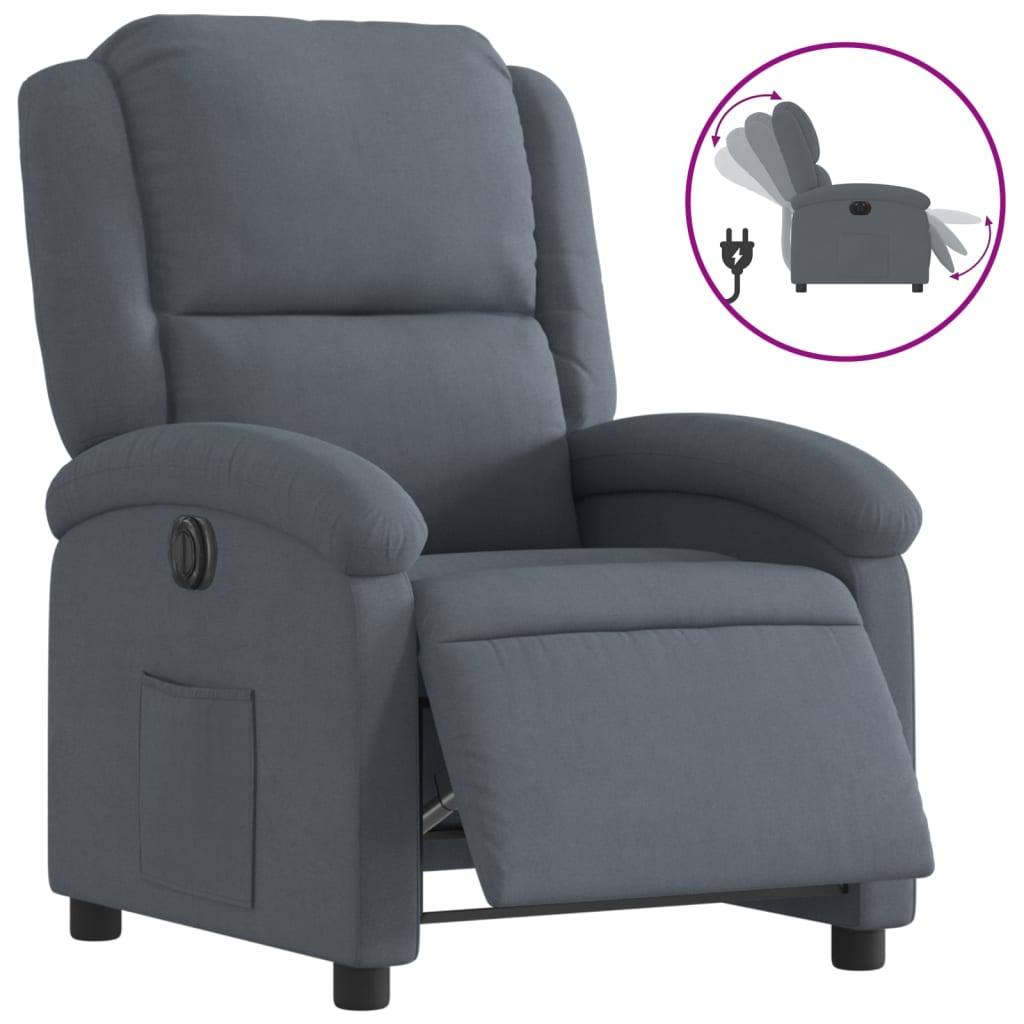 vidaXL Fauteuil inclinable électrique Gris foncé Velours