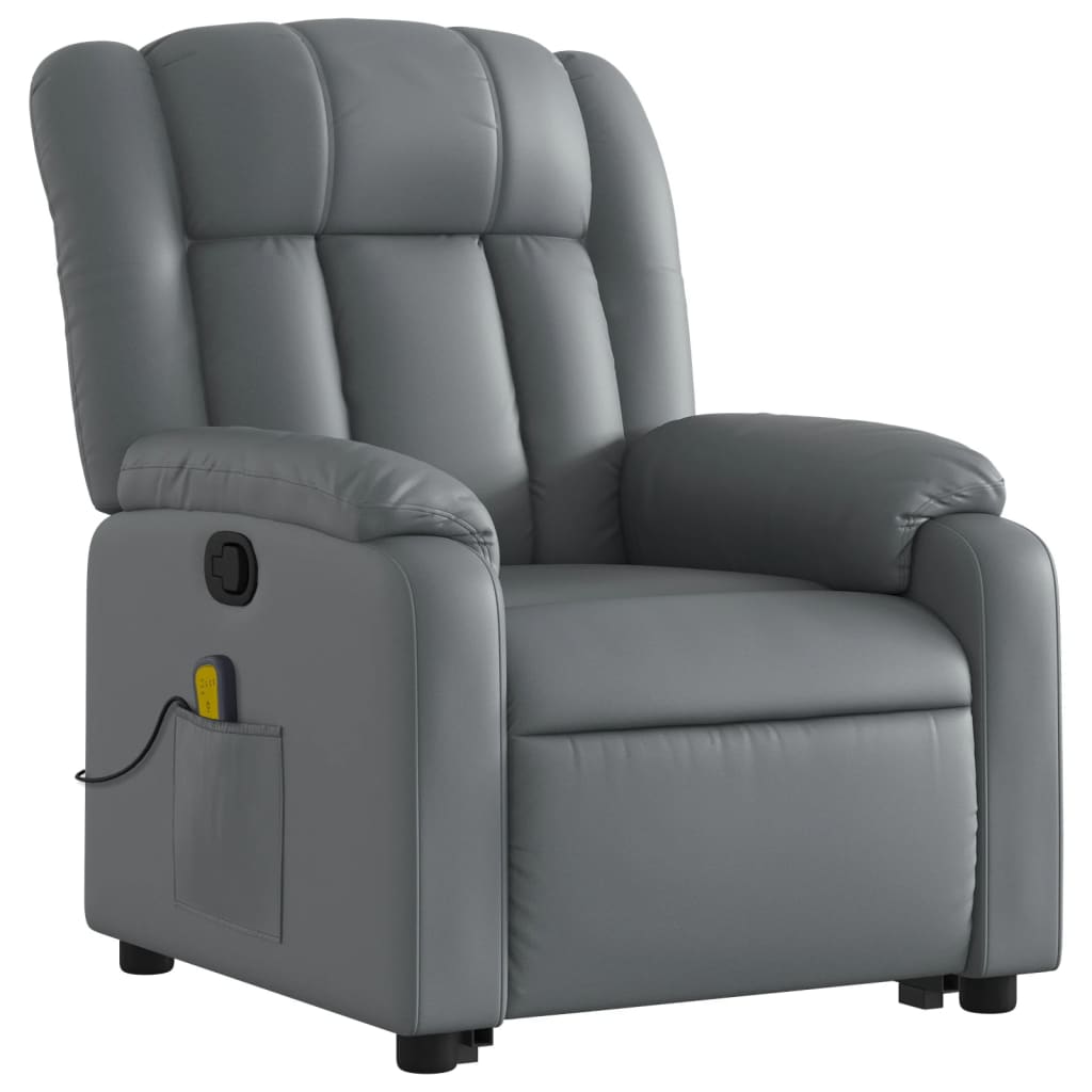 vidaXL Fauteuil inclinable de massage Gris Similicuir