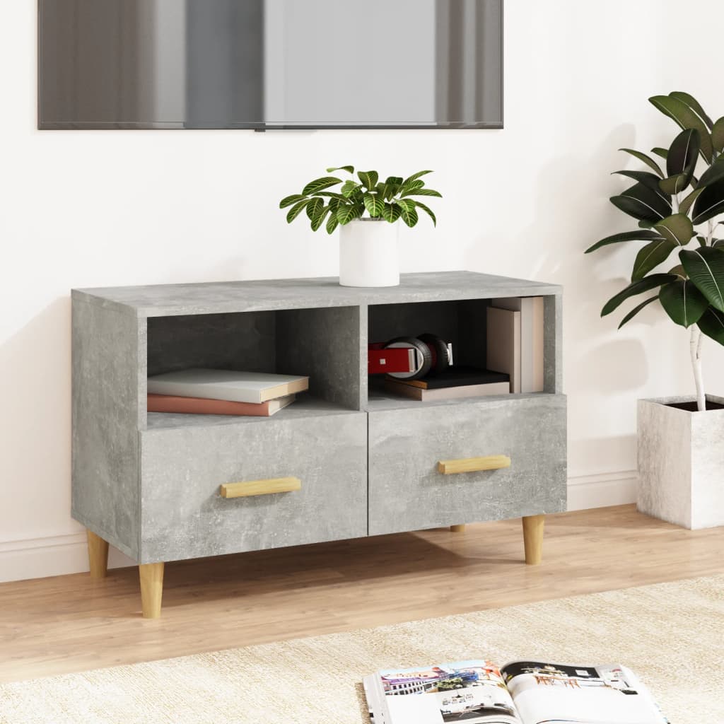 vidaXL Meuble TV Gris béton 80x36x50 cm Bois d'ingénierie