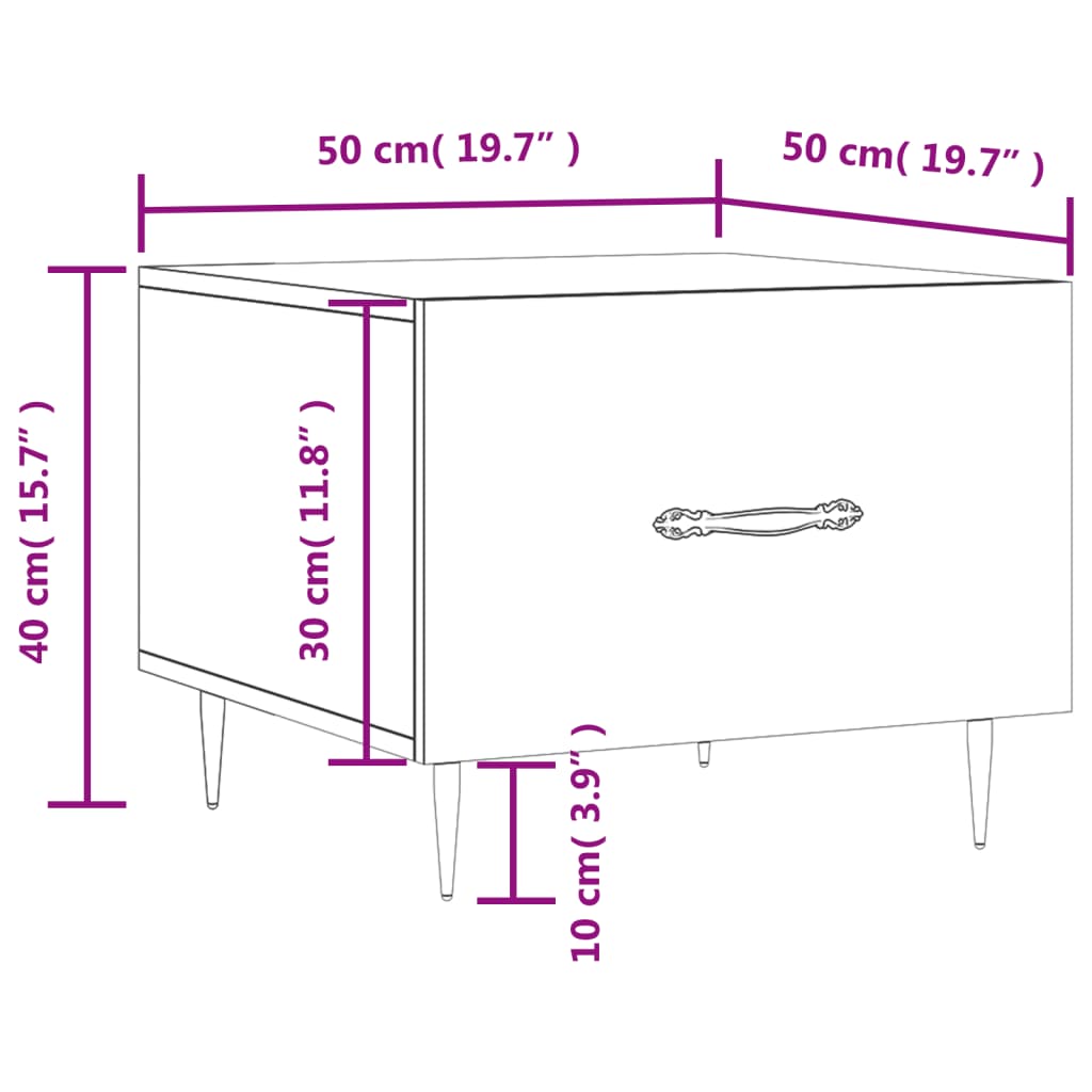 vidaXL Table basse Noir 50x50x40 cm Bois d'ingénierie