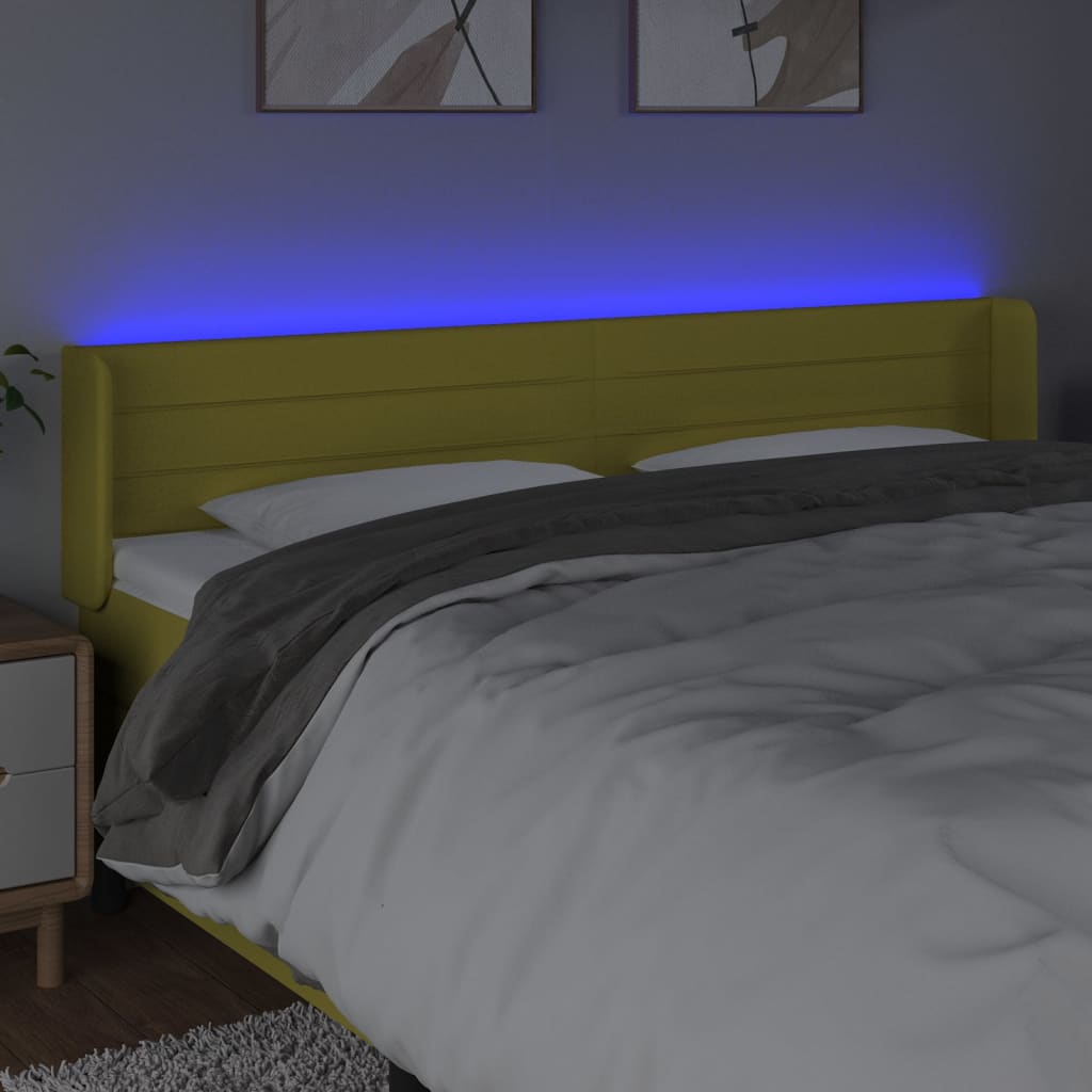 vidaXL Tête de lit à LED Vert 163x16x78/88 cm Tissu