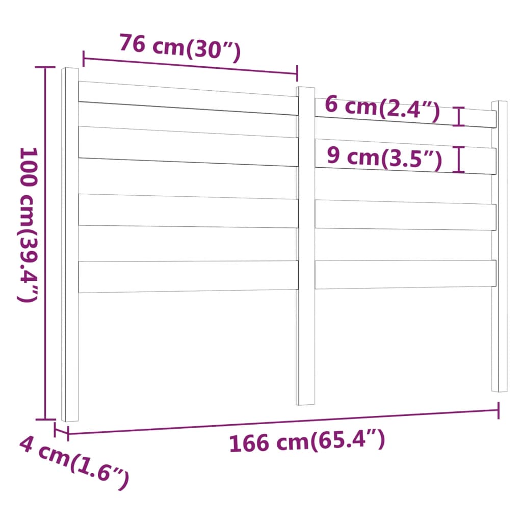 vidaXL Tête de lit Gris 166x4x100 cm Bois massif de pin