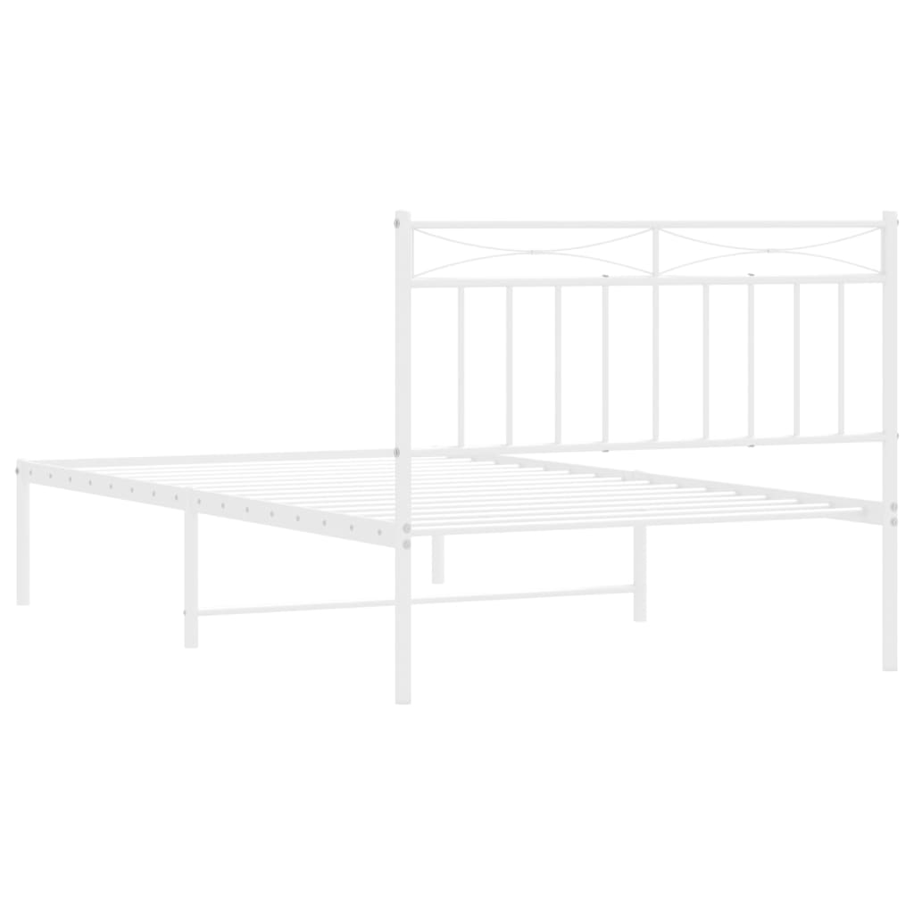 vidaXL Cadre de lit métal sans matelas et tête de lit blanc 107x203 cm