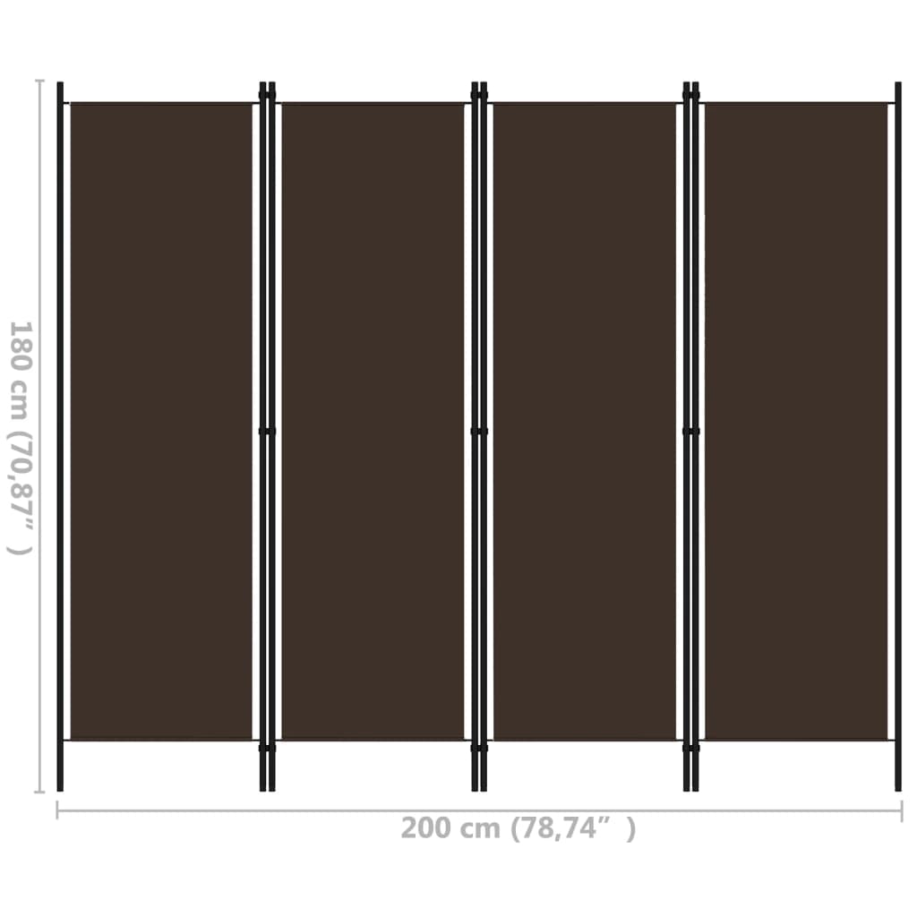 vidaXL Cloison de séparation 4 panneaux Marron 200x180 cm