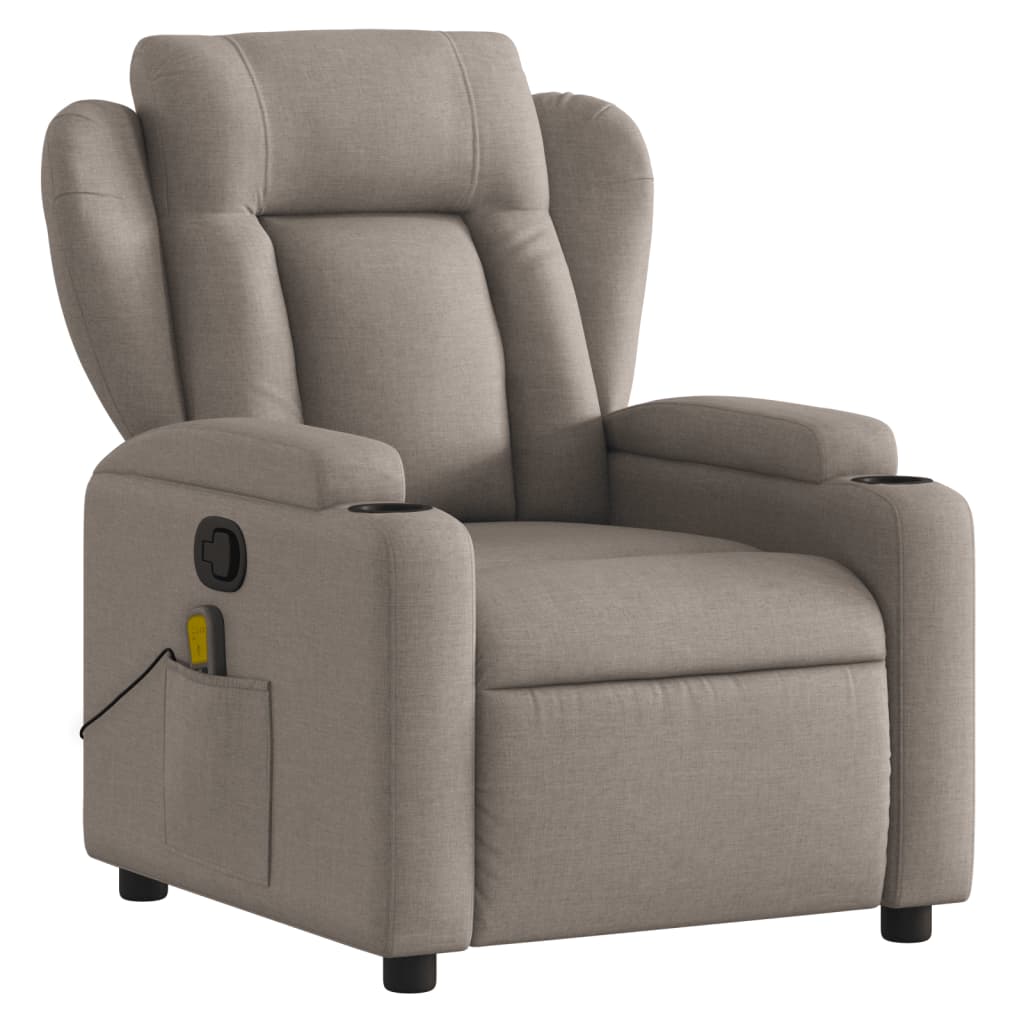 vidaXL Fauteuil de massage inclinable Taupe Tissu