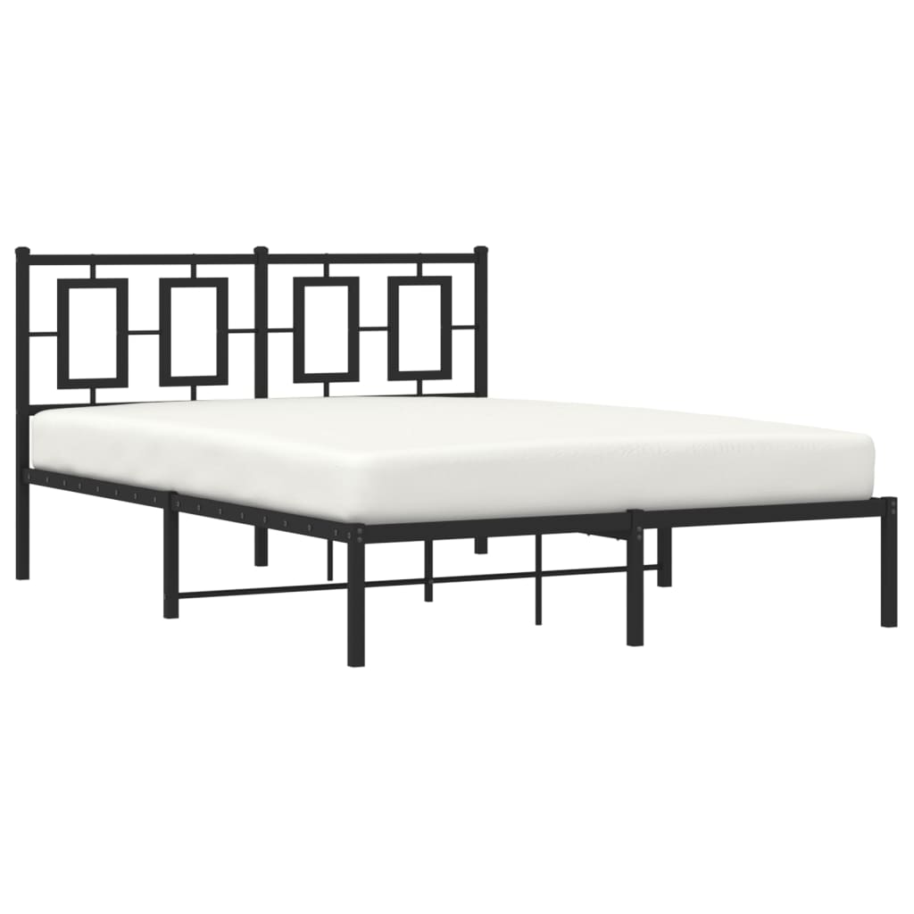 vidaXL Cadre de lit métal sans matelas avec tête de lit noir 135x190cm