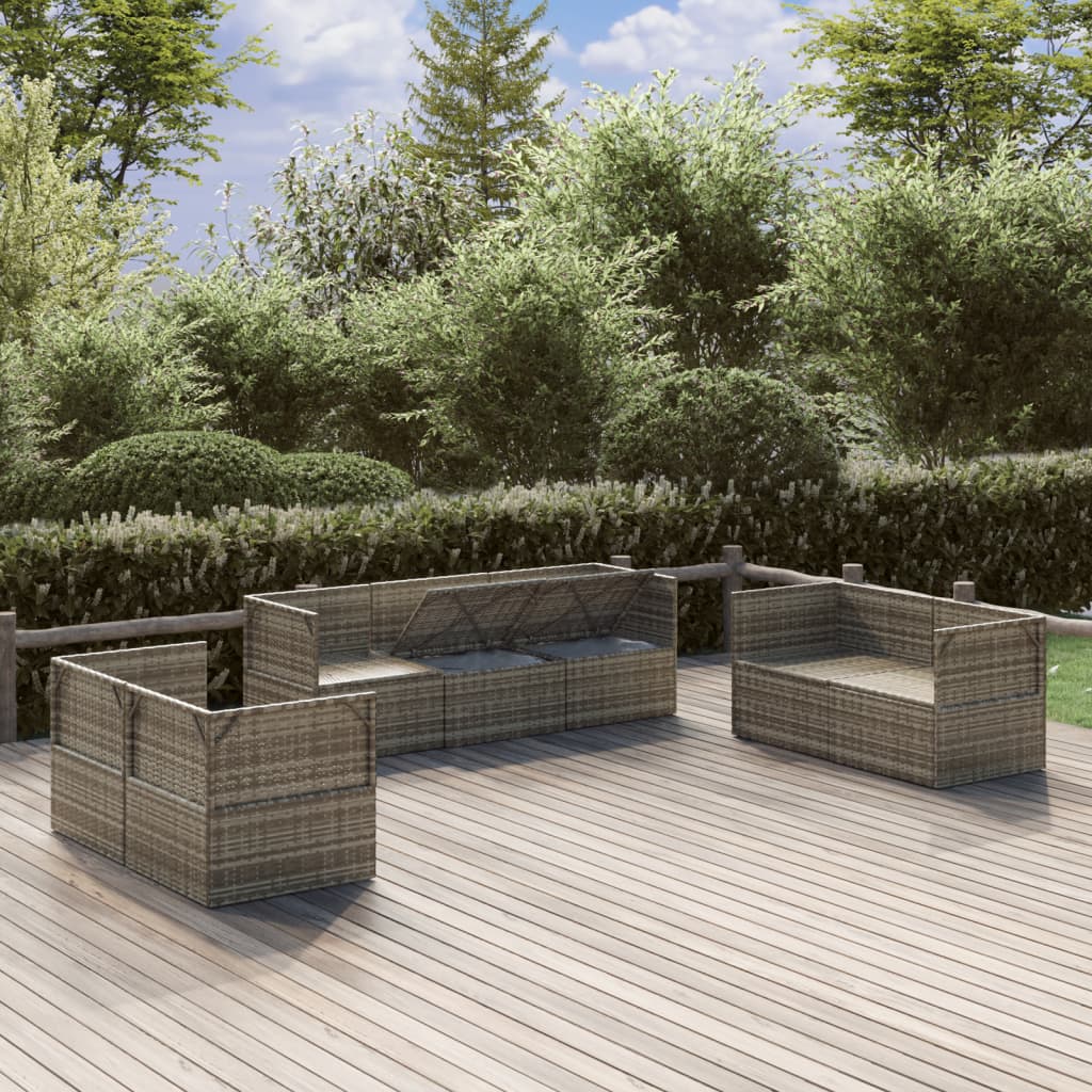 vidaXL Salon de jardin 7 pcs avec coussins Gris Résine tressée