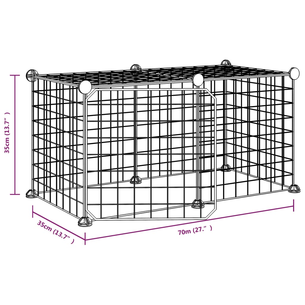 vidaXL Cage animaux de compagnie à 8 panneaux et porte Noir 35x35 cm
