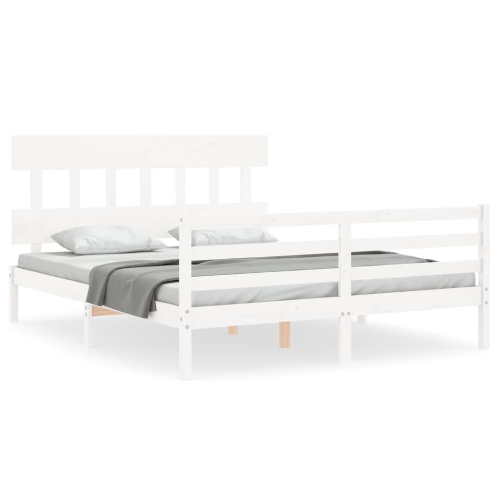 vidaXL Cadre de lit sans matelas blanc 160x200 cm bois massif