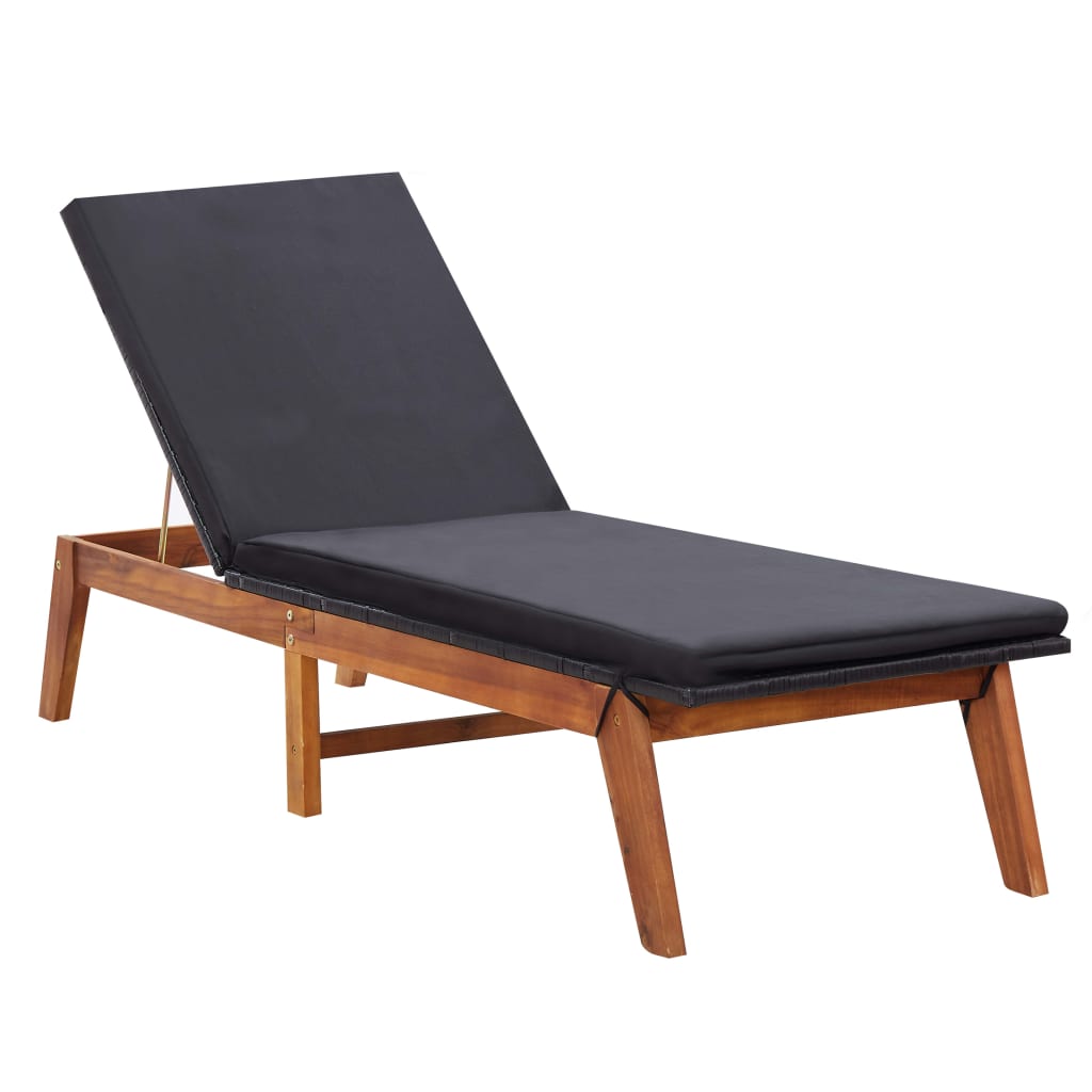 vidaXL Chaise longue avec table Résine tressée et bois d'acacia massif