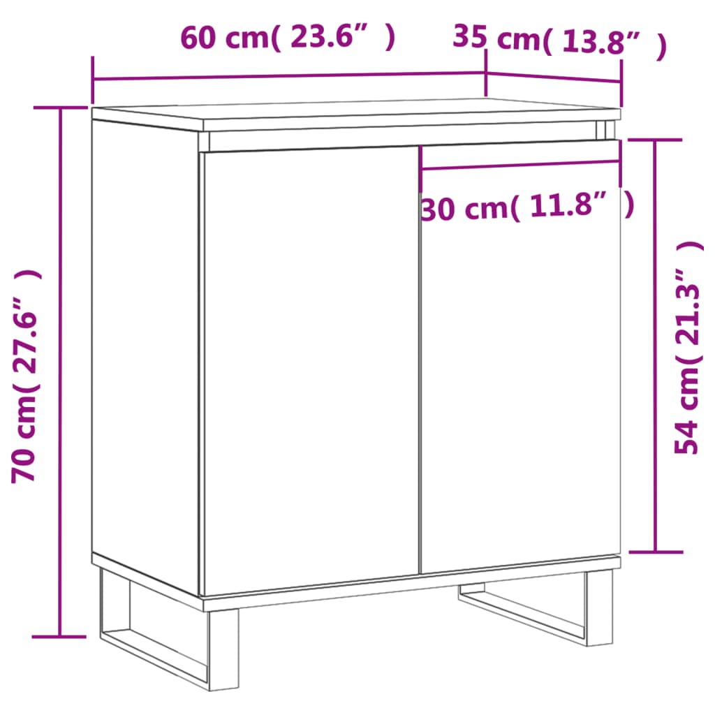 vidaXL Buffet Blanc brillant 60x35x70 cm Bois d'ingénierie