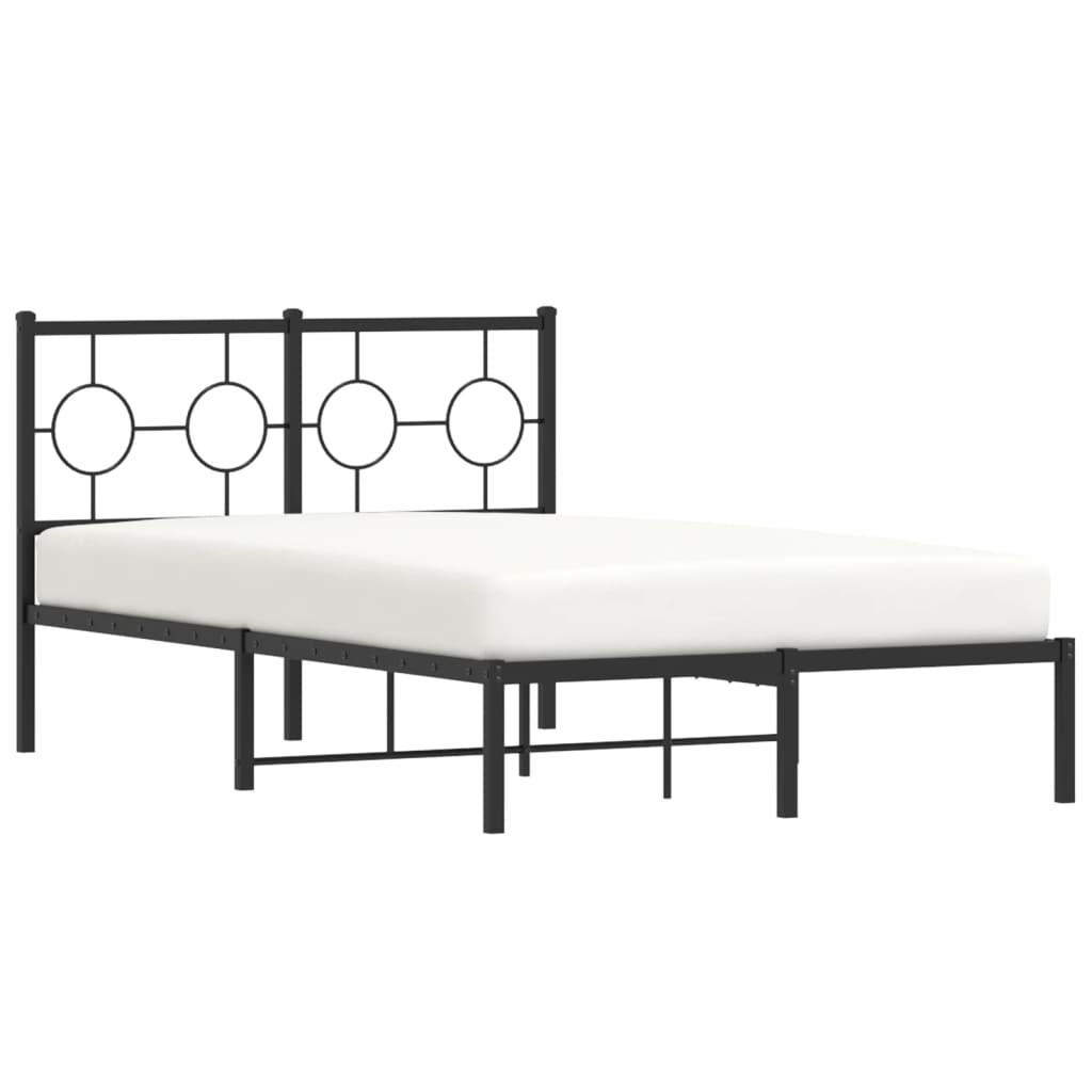 vidaXL Cadre de lit métal sans matelas avec tête de lit noir 120x190cm